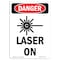 Signmission OSHA Danger Sign, Laser On, 10in X 7in Decal, 7" W, 10" H, Portrait, Laser On OS-DS-D-710-V-1672 - alternate 1
